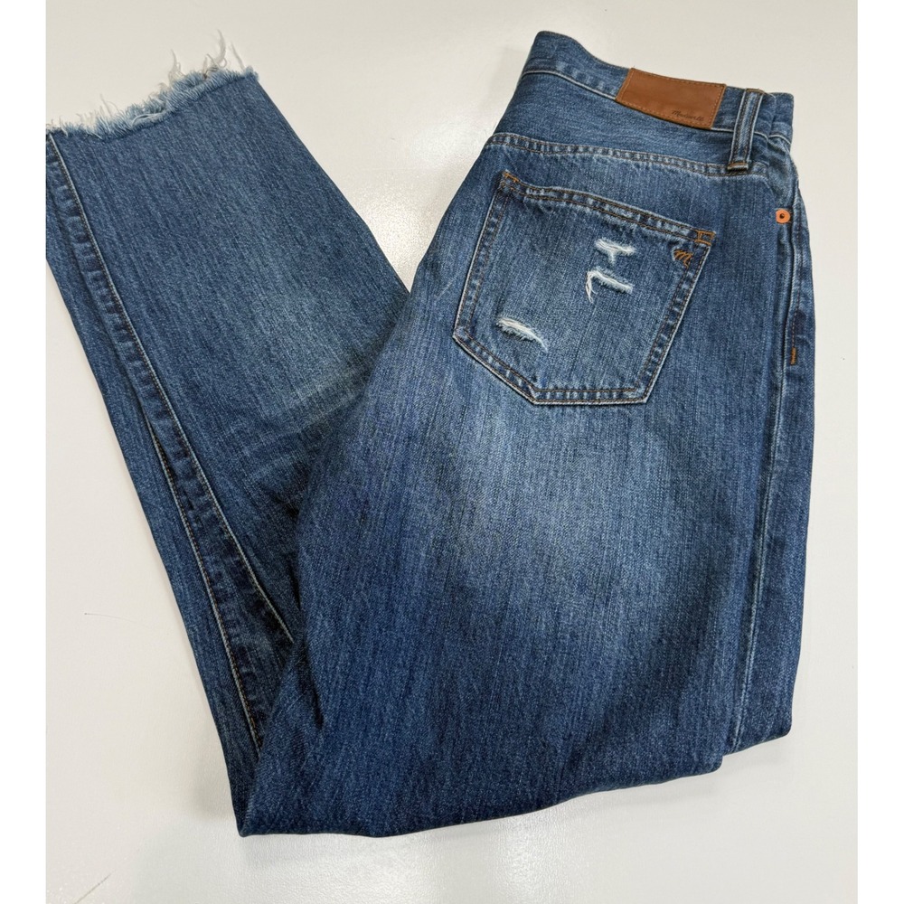 Madewell The Perfect Summer Jean 27 Medium Wash Distressed Raw Hem High Rise